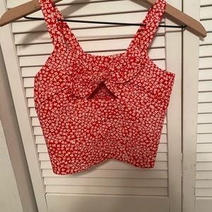Red floral crop top